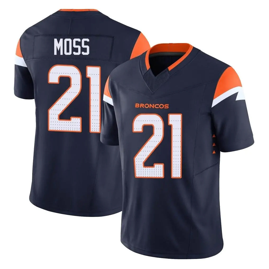Kieara D.Broncos #21 Riley Moss Player Navy Limited Vapor F.U.S.E. Home Game Stitched Jerseys