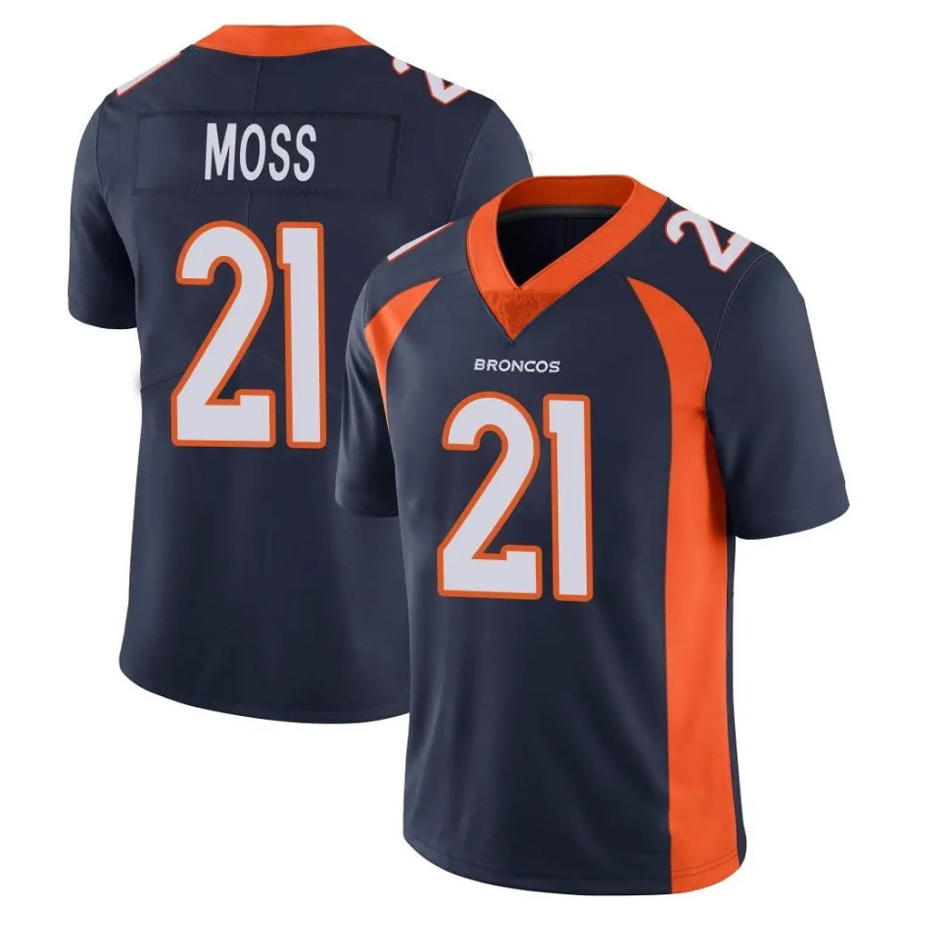 Kieara D.Broncos #21 Riley Moss Player Navy Vapor Untouchable Limited Game Stitched Jerseys