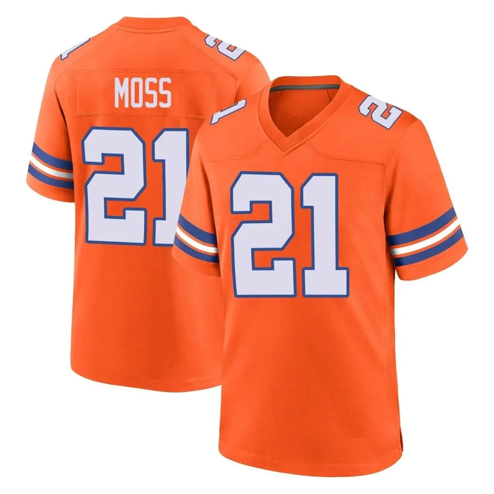 Kieara D.Broncos #21 Riley Moss Player Orange Alternate Collection Throwback Game Stitched Jerseys