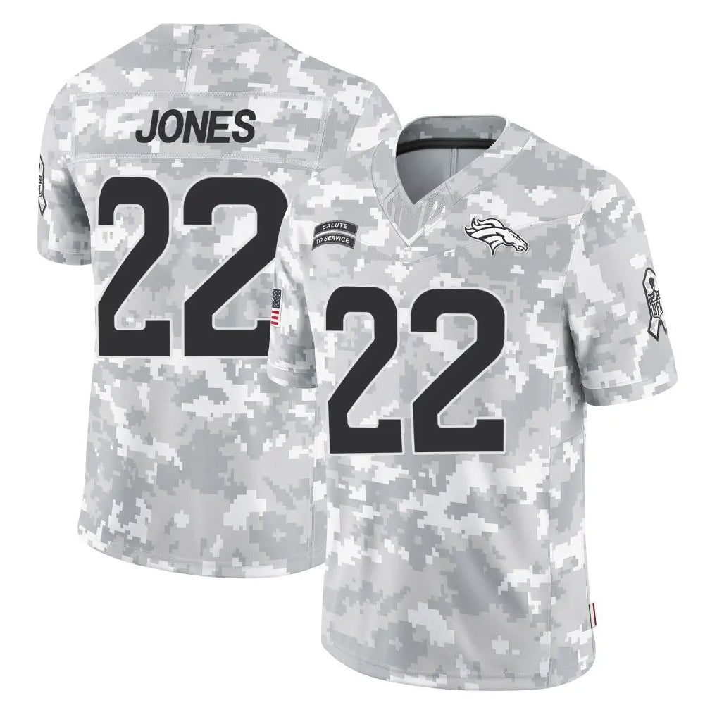 Kieara D.Broncos #22 Brandon Jones Player Arctic Camo Salute To Service Limited Stitched Jerseys