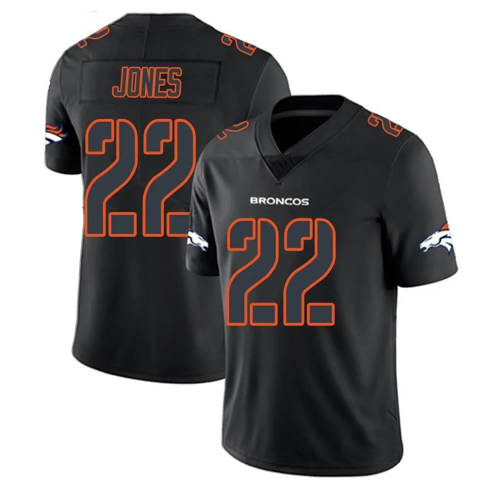 Kieara D.Broncos #22 Brandon Jones Player Black Impact Limited Game Stitched Jerseys