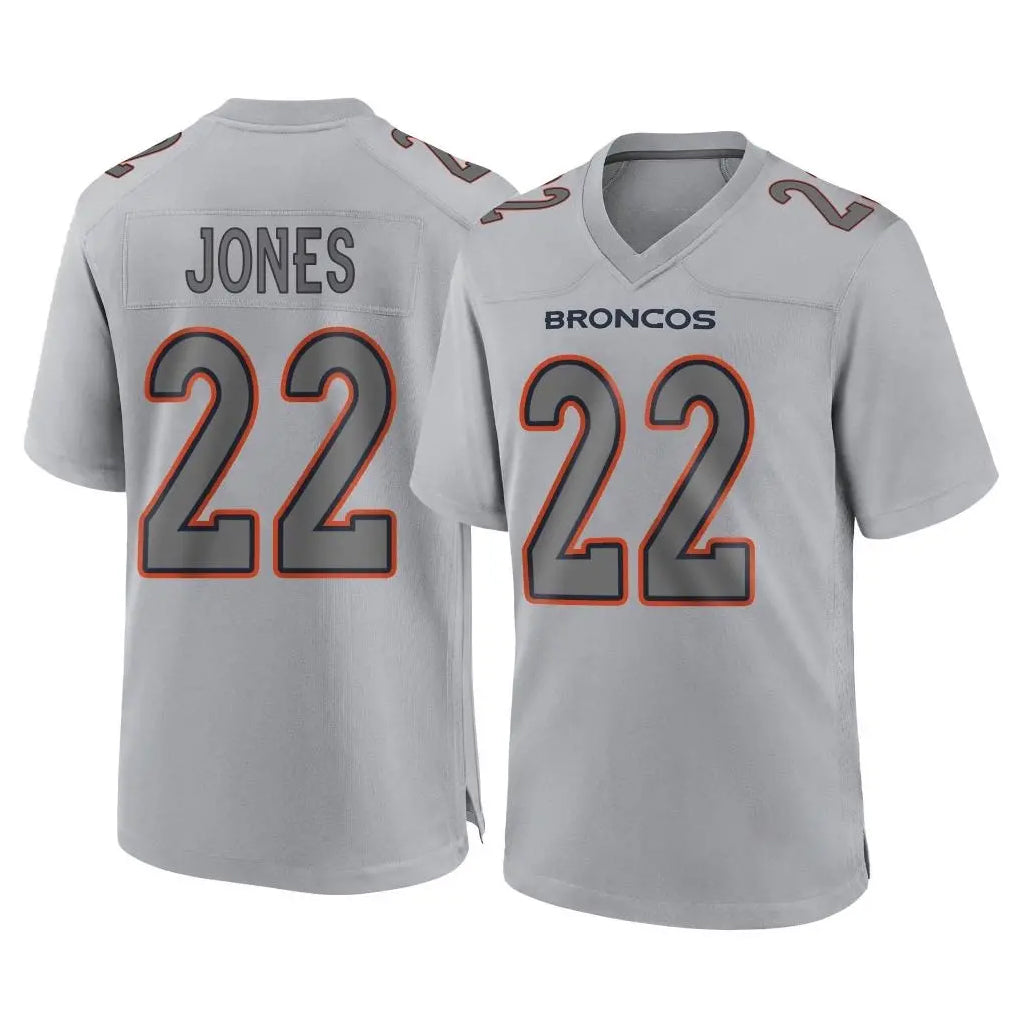 Kieara D.Broncos #22 Brandon Jones Player Gray Atmosphere Fashion Limited Game Stitched Jerseys