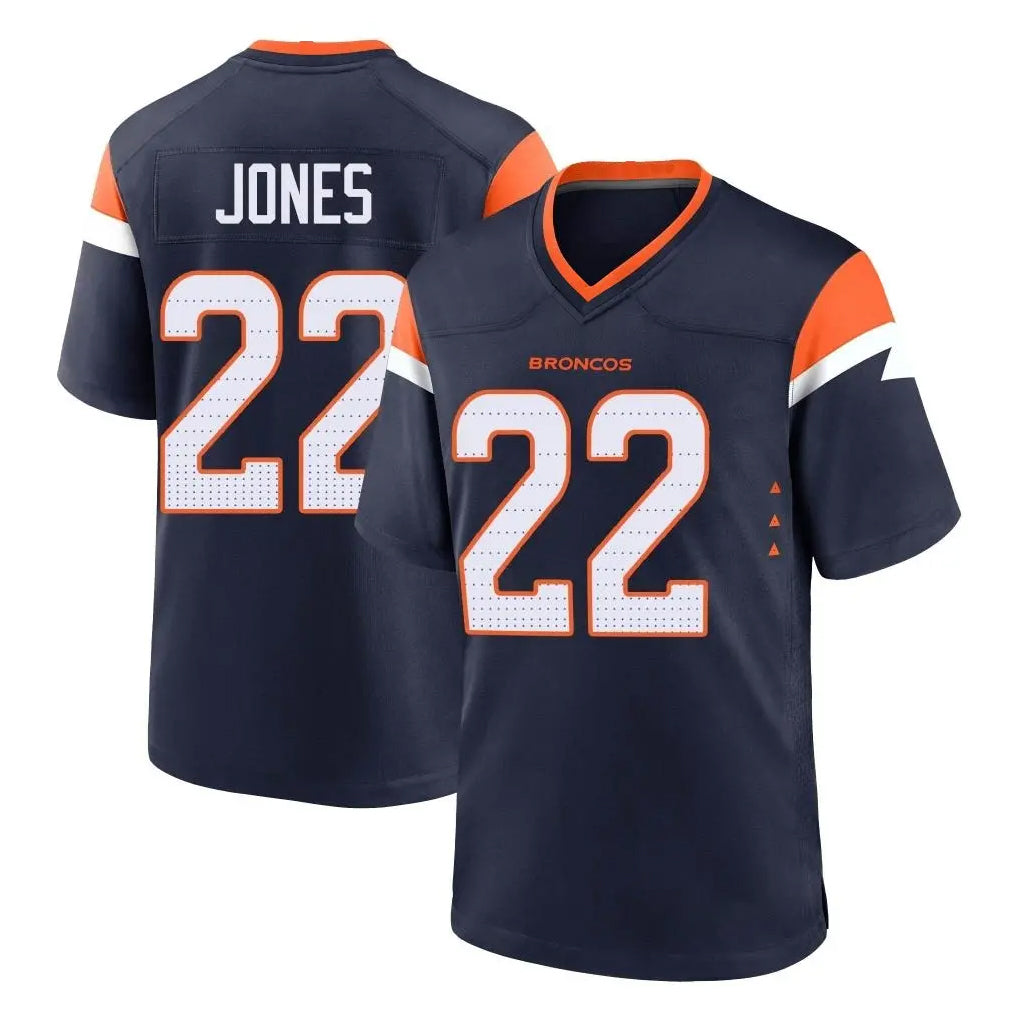 Kieara D.Broncos #22 Brandon Jones Player Navy Home Game Stitched Jerseys