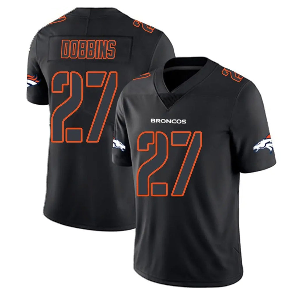 Kieara D.Broncos #27 J.K. Dobbins Player Black Impact Limited Game Stitched Jerseys