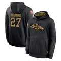 Kieara D.Broncos #27 J.K. Dobbins Player Black Salute to Service Pullover Hoodies Limited Stitched Jerseys