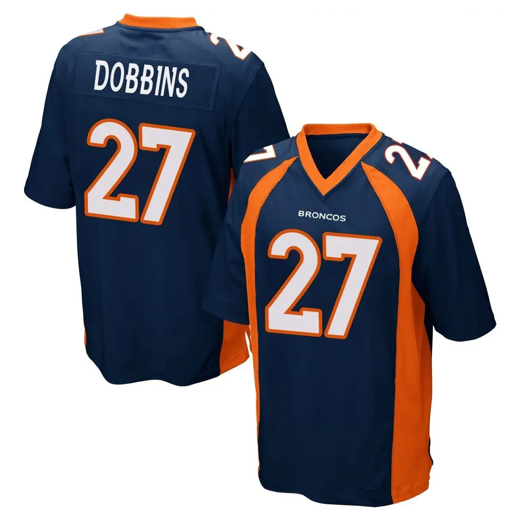 Kieara D.Broncos #27 J.K. Dobbins Player Navy Game Stitched Jerseys