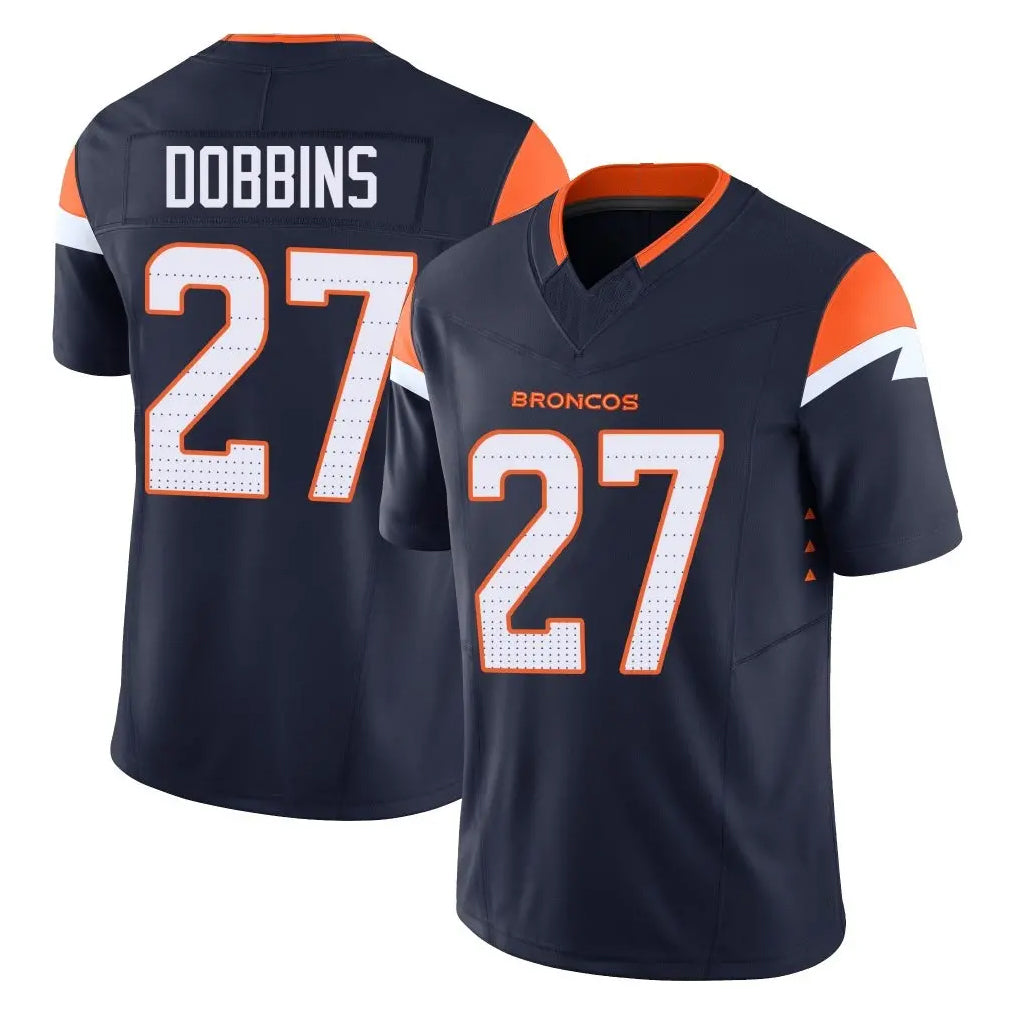 Kieara D.Broncos #27 J.K. Dobbins Player Navy Limited Vapor F.U.S.E. Home Game Stitched Jerseys