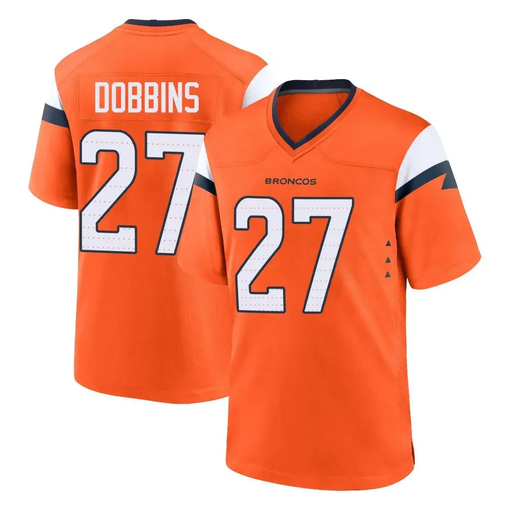Kieara D.Broncos #27 J.K. Dobbins Player Orange Home Game Stitched Jerseys