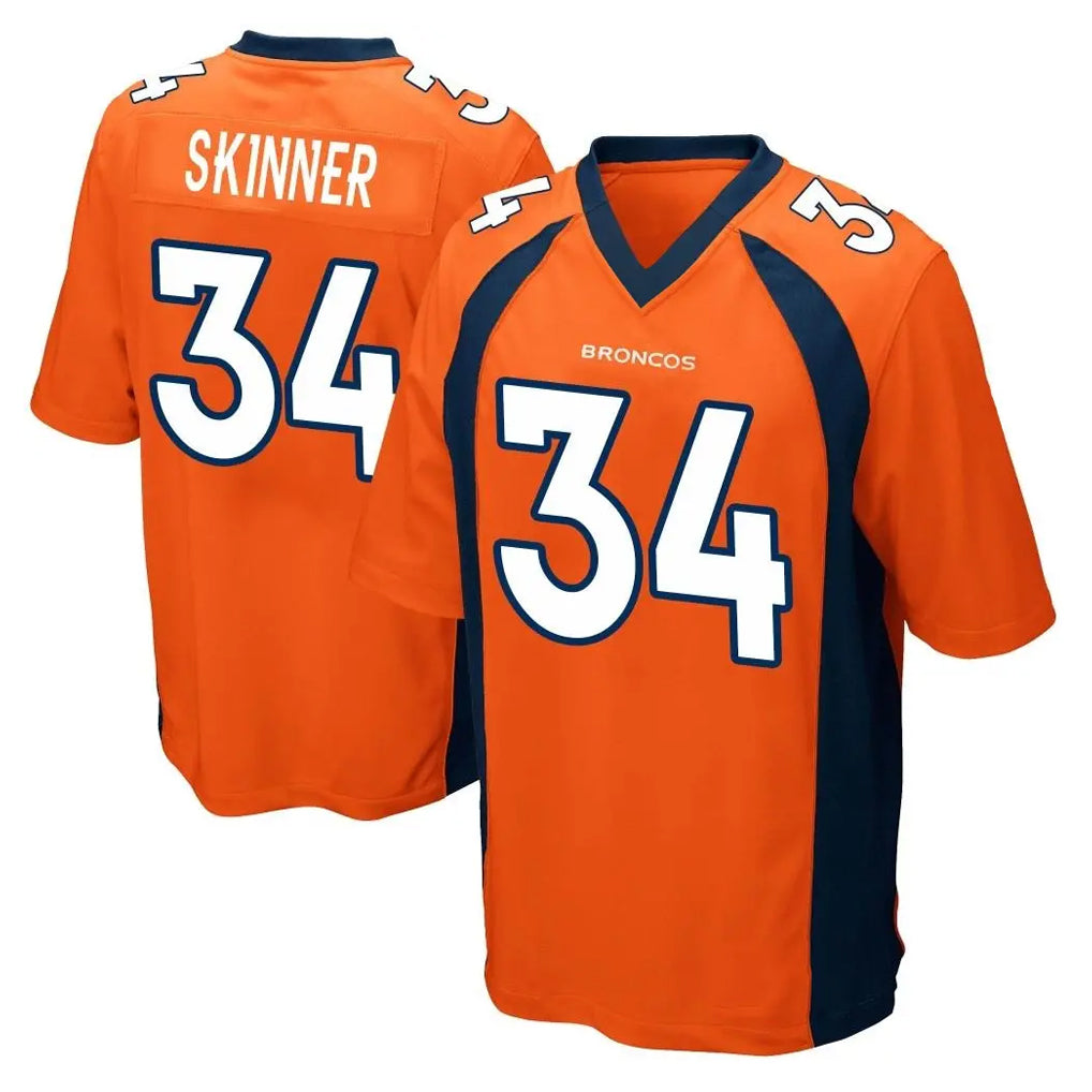 Kieara D.Broncos #34 JL Skinner Player Orange Color Home Game Stitched Jerseys