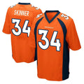 Kieara D.Broncos #34 JL Skinner Player Orange Color Home Game Stitched Jerseys