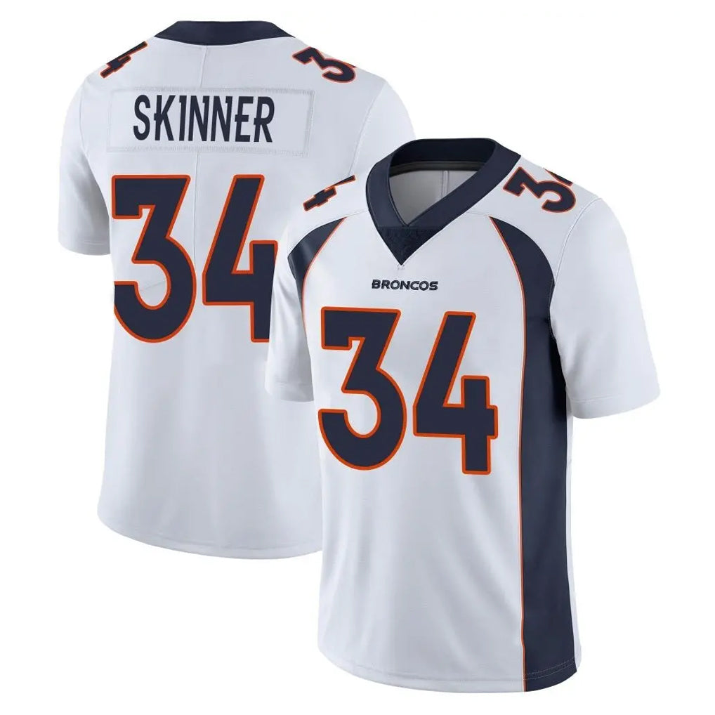 Kieara D.Broncos #34 JL Skinner Player White Vapor Untouchable Limited Home Game Stitched Jerseys