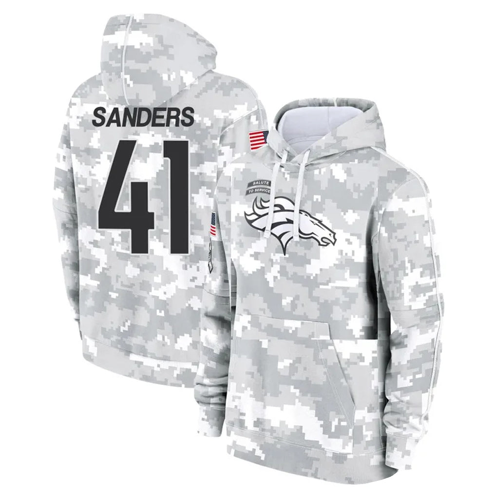 Kieara D.Broncos #41 Drew Sanders Player Arctic Camo Salute to Service Hoodies Limited Game Stitched Jerseys