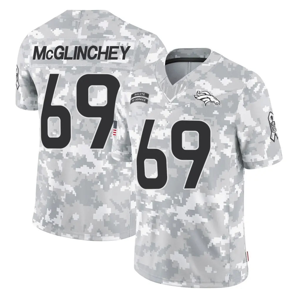 Kieara D.Broncos #69 Mike McGlinchey Player Arctic Camo Salute To Service Limited Stitched Jerseys