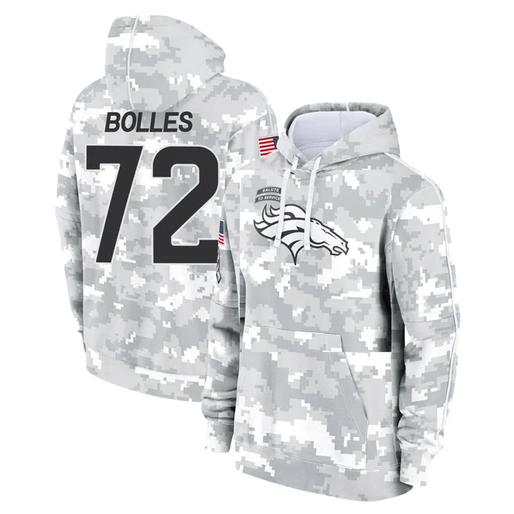 Kieara D.Broncos #72 Garett Bolles Player Arctic Camo Salute to Service Hoodies Limited Game Stitched Jerseys