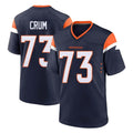 Kieara D.Broncos #73 Frank Crum Player Navy Home Game Stitched Jerseys