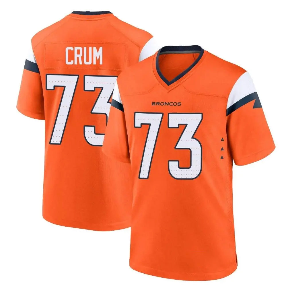 Kieara D.Broncos #73 Frank Crum Player Orange Home Game Stitched Jerseys