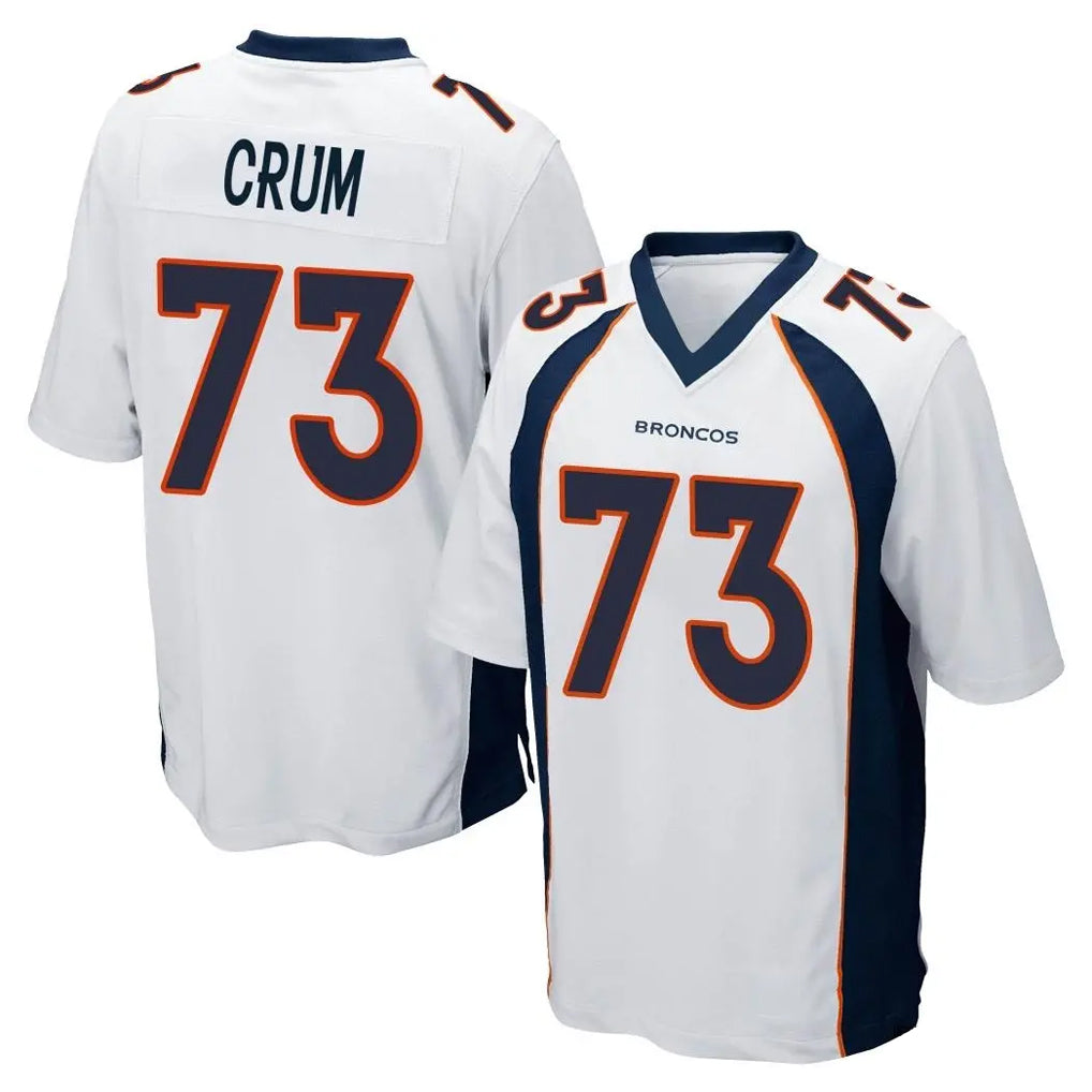 Kieara D.Broncos #73 Frank Crum Player White Game Stitched Jerseys