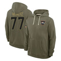 Kieara D.Broncos #77 Quinn Meinerz Player Olive Salute to Service Pullover Hoodies Limited Stitched Jerseys