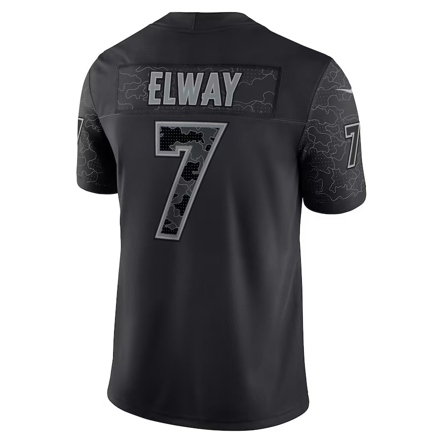 Kieara D.Broncos #7 John Elway Player Black RFLCTV Limited Stitched Jerseys