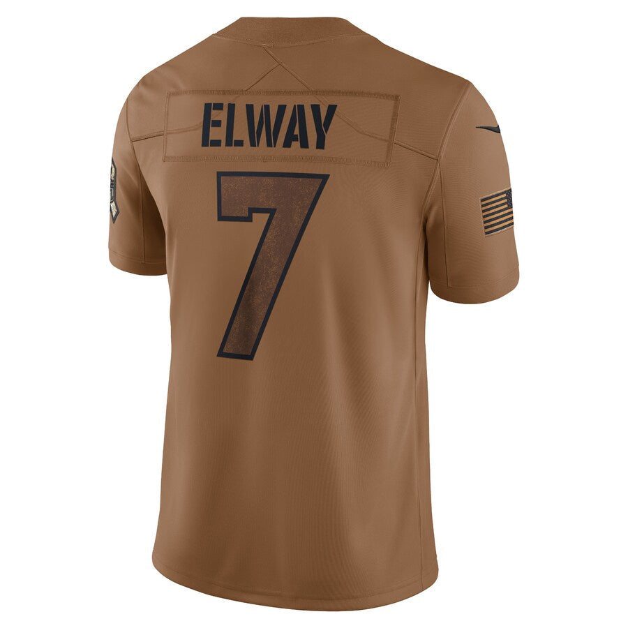 Kieara D.Broncos #7 John Elway Player Brown Salute To Service Limited Stitched Jerseys