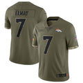 Kieara D.Broncos #7 John Elway Player Limited Salute To Service Olive Stitched Jerseys
