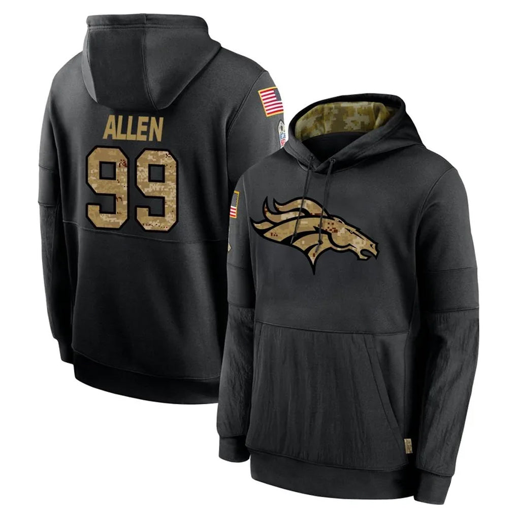 Kieara D.Broncos #99 Zach Allen Player Black Salute to Service Pullover Hoodies Limited Stitched Jerseys