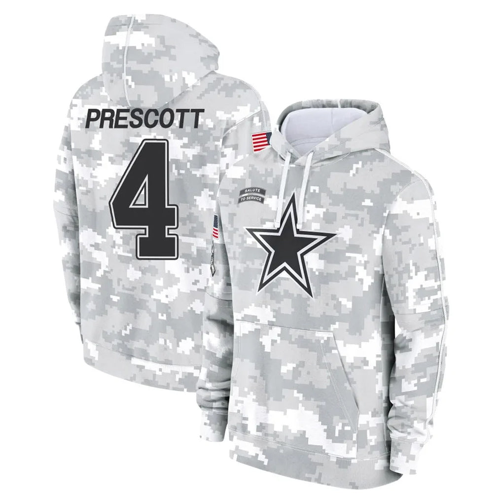 Kieara D.Cowboys #4 Dak Prescott Player Arctic Camo Salute to Service Hoodies Limited Game Stitched Jerseys