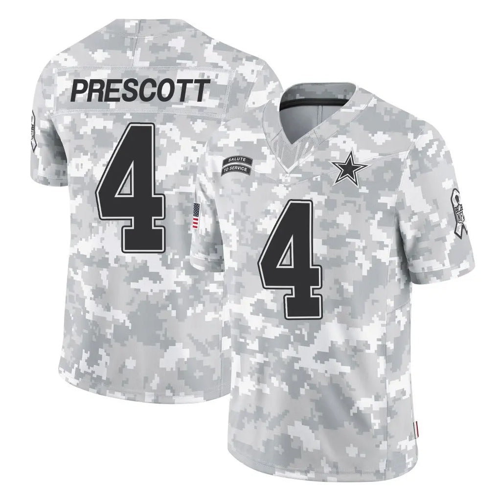 Kieara D.Cowboys #4 Dak Prescott Player Arctic Camo Salute to Service Limited Home Game Stitched Jerseys