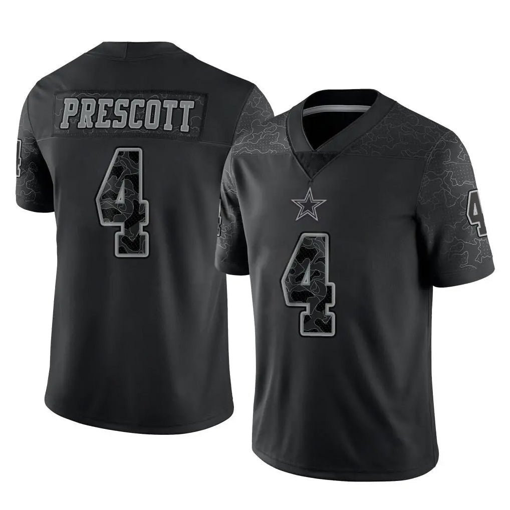 Kieara D.Cowboys #4 Dak Prescott Player Black Limited Reflective Home Game Stitched Jerseys