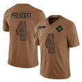Kieara D.Cowboys #4 Dak Prescott Player Brown Salute to Service Limited Home Game Stitched Jerseys