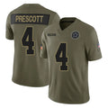 Kieara D.Cowboys #4 Dak Prescott Player Olive 2025 Salute to Service Limited Home Game Stitched Jerseys