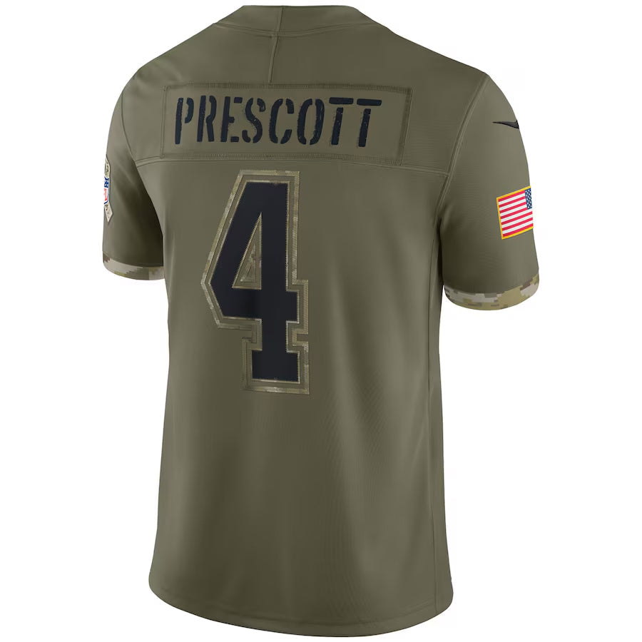 Kieara D.Cowboys #4 Dak Prescott Player Olive Salute To Service Limited Stitched Jerseys