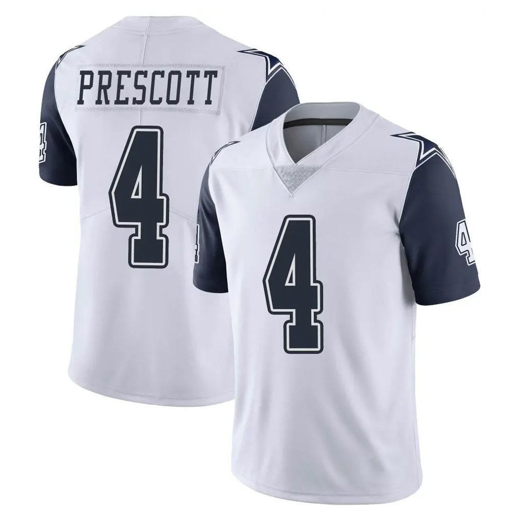 Kieara D.Cowboys #4 Dak Prescott Player White-Navy Limited Color Rush Vapor Untouchable Home Game Stitched Jerseys