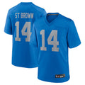 Kieara D.Lions Alternate Game Stitched Jerseys Throwback - Blue - #14 Amon-Ra St. Brown Player