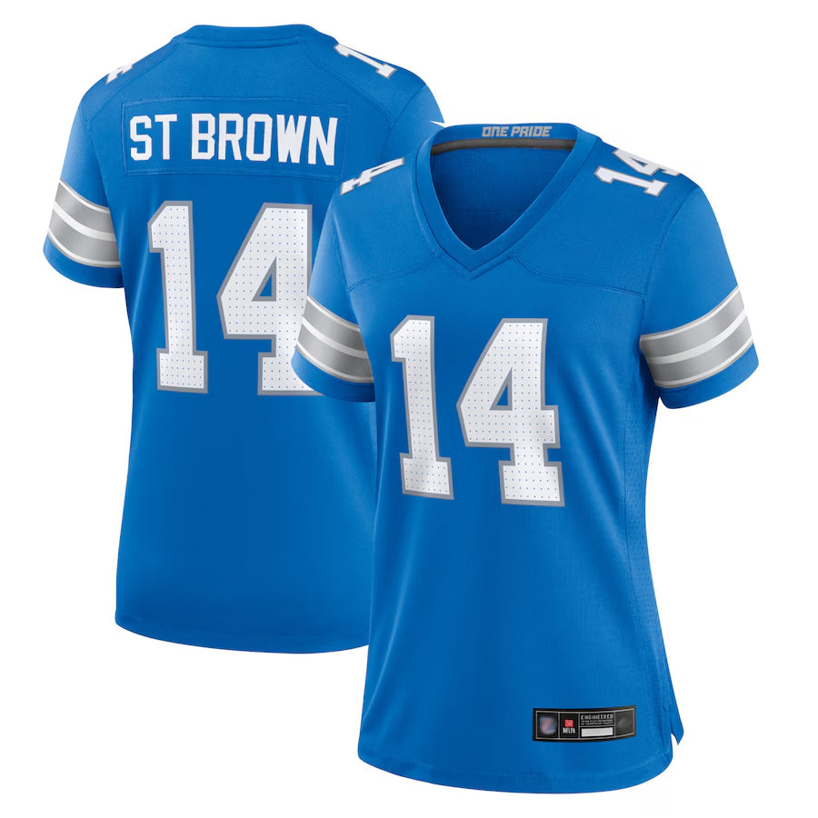Kieara D.Lions Home Game Stitched Jerseys - Blue - #14 Amon-Ra St. Brown Player