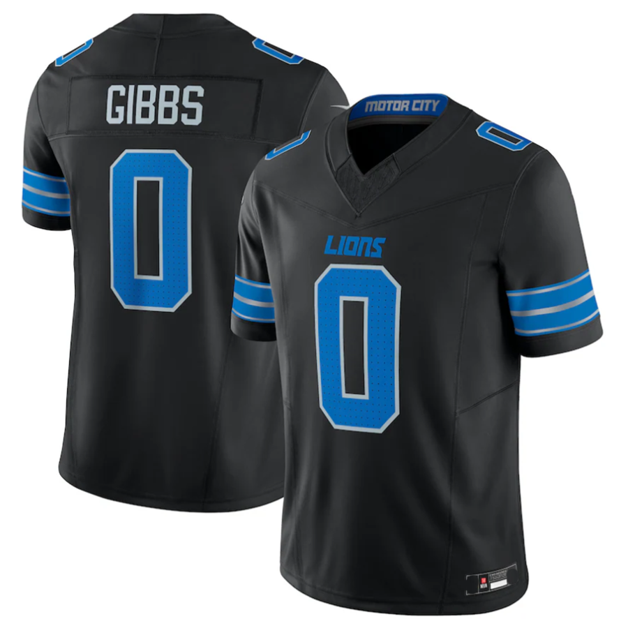 Kieara D.Lions #0 Jahmyr Gibbs Player Black Vapor F.U.S.E. Limited Replica Stitched Jerseys