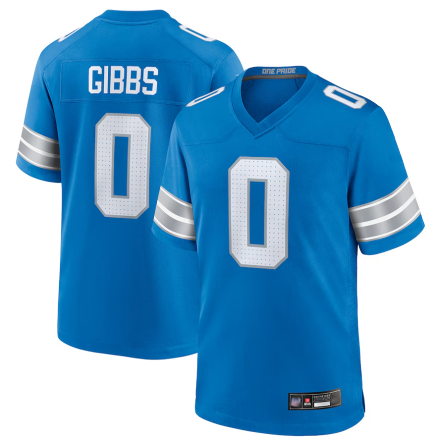 Kieara D.Lions #0 Jahmyr Gibbs Player Blue Replica Game Stitched Jerseys