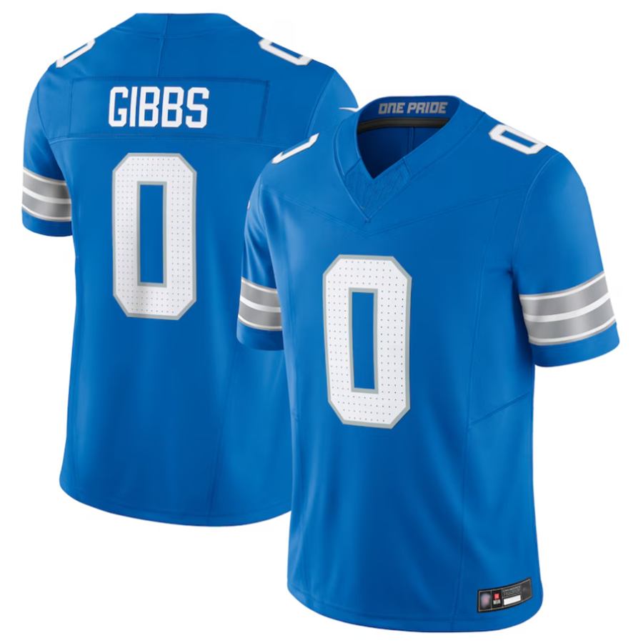 Kieara D.Lions #0 Jahmyr Gibbs Player Blue Vapor F.U.S.E. Limited Replica Stitched Jerseys