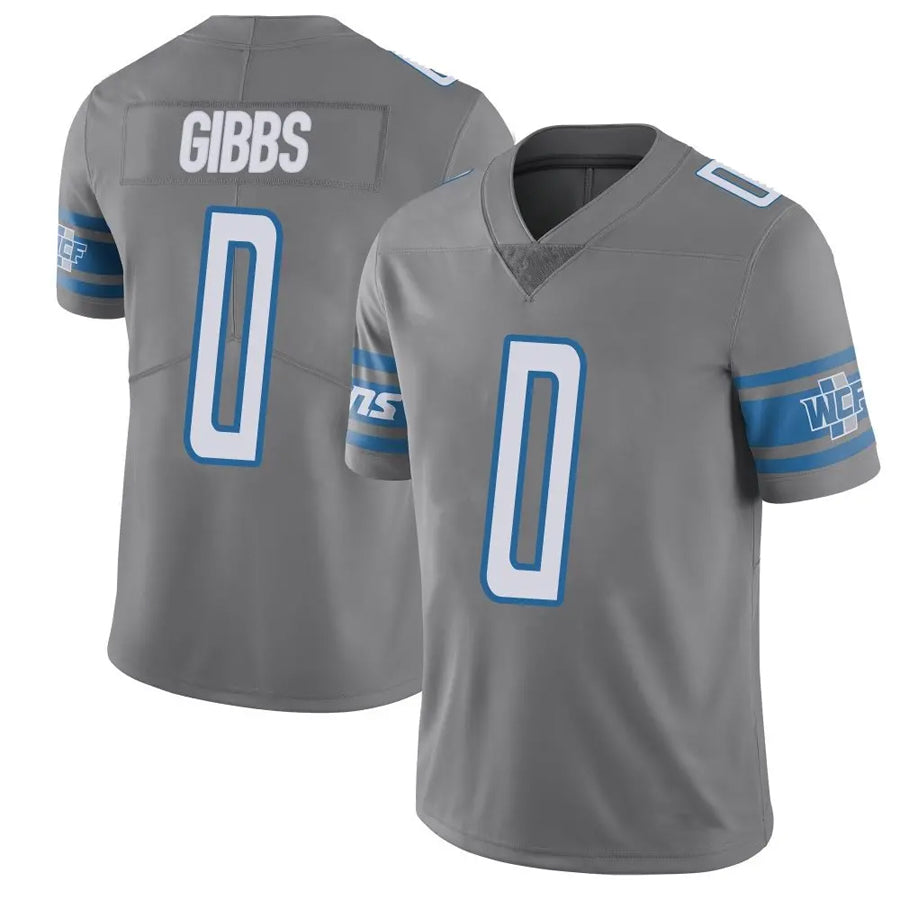 Kieara D.Lions #0 Jahmyr Gibbs Player Gray Vapor F.U.S.E. Limited Stitched Jerseys