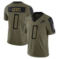 Kieara D.Lions #0 Jahmyr Gibbs Player Salute To Service Olive Stitched Jerseys