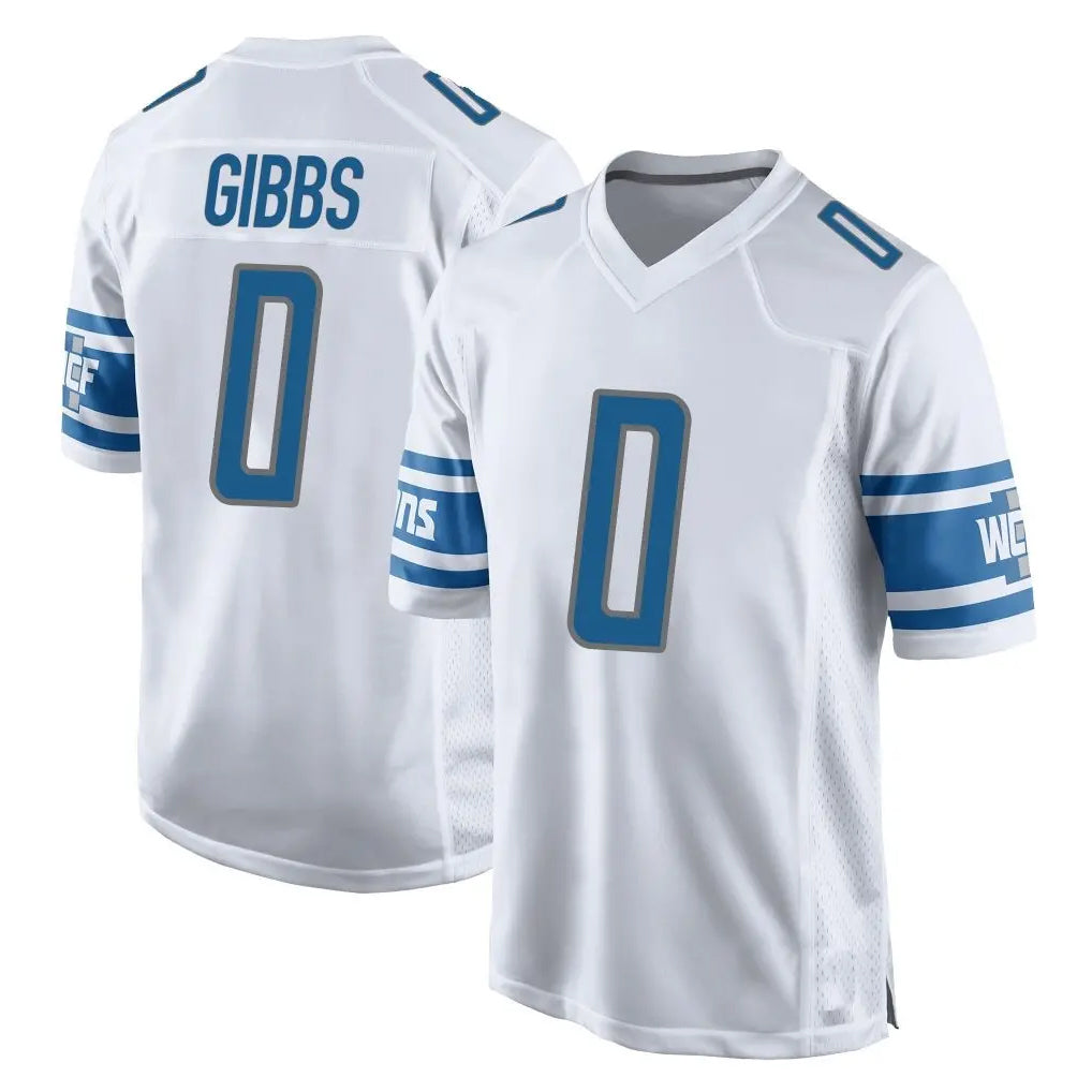 Kieara D.Lions #0 Jahmyr Gibbs Player White Home Game Stitched Jerseys