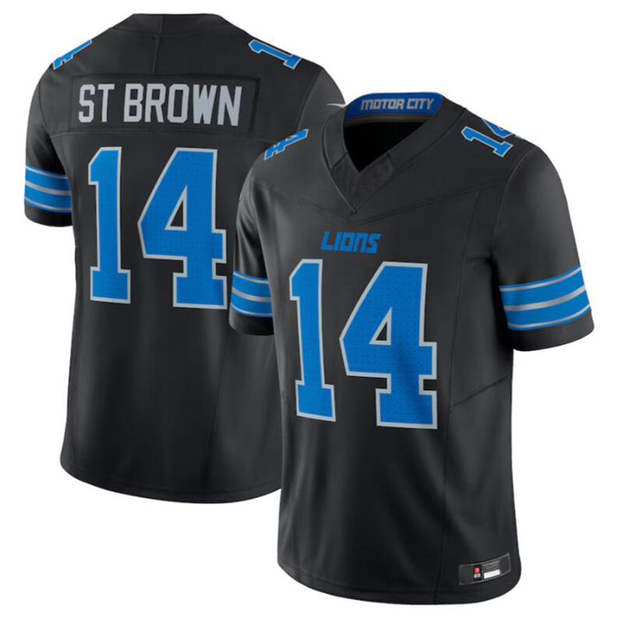 Kieara D.Lions #14 Amon-Ra St. Brown Black 2nd Alternate Vapor F.U.S.E. Limited Jersey Stitched Stitched Jerseys