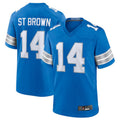 Kieara D.Lions #14 Amon-Ra St. Brown Blue Game Jersey American Stitched Jerseys