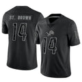 Kieara D.Lions #14 Amon-Ra St. Brown Player Black REFLECTIVE Limited Stitched Jerseys
