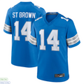 Kieara D.Lions #14 Amon-Ra St. Brown Player Blue Game Stitched Jerseys