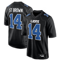 Kieara D.Lions #14 Amon-Ra St. Brown Player Carbon Black Fashion Stitched Jerseys