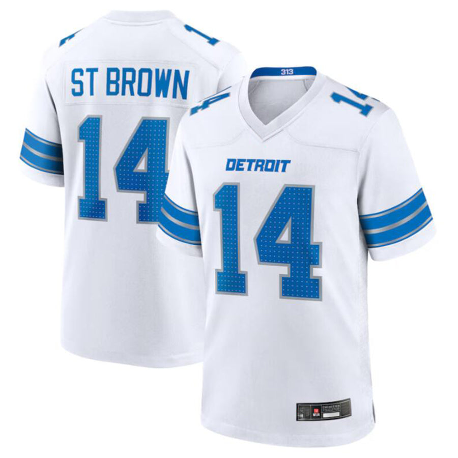 Kieara D.Lions #14 Amon-Ra St. Brown White Game Jersey American Stitched Jerseys