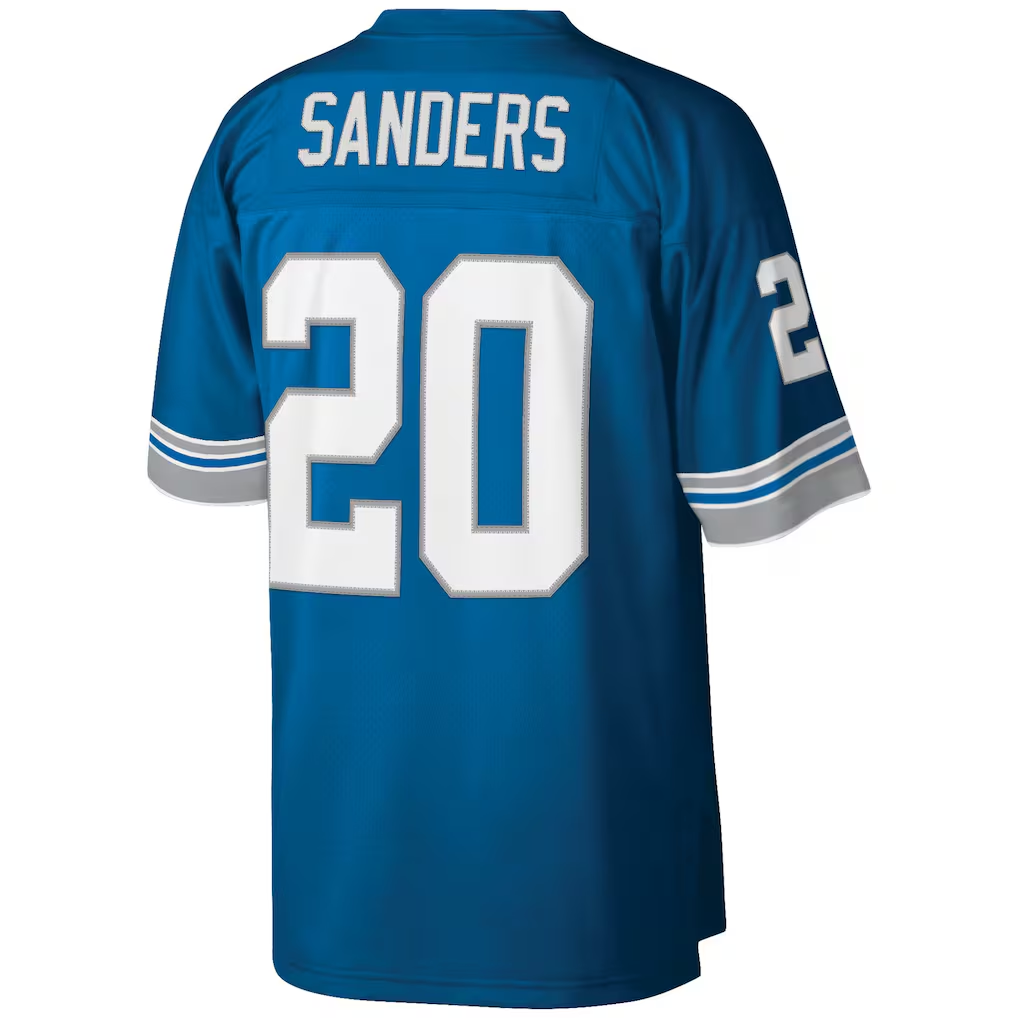 Kieara D.Lions #20 Barry Sanders Mitchell & Ness Blue Big & Tall 1996 Retired Player Replica Stitched Jerseys