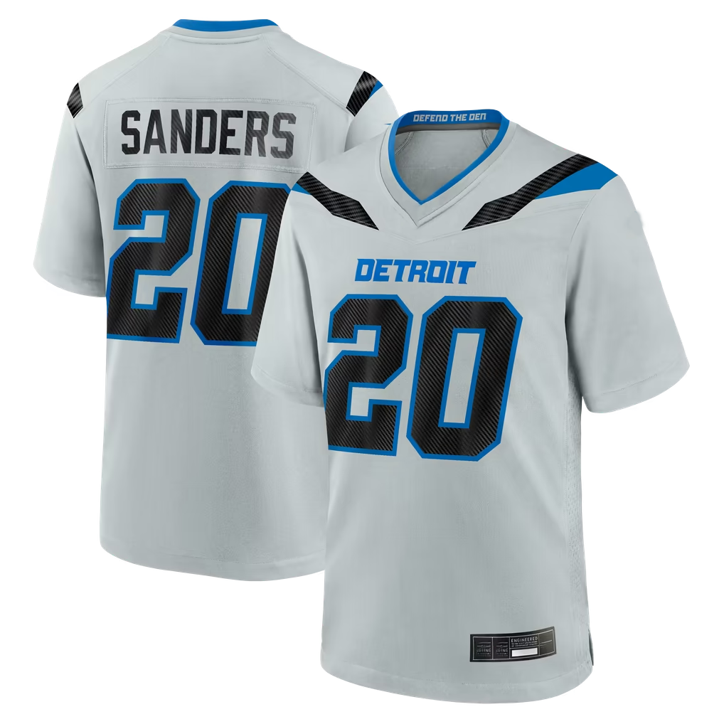 Kieara D.Lions #20 Barry Sanders Silver 2026 Rivalries Collection Game Stitched Jerseys