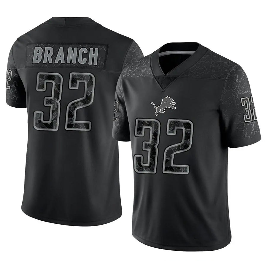 Kieara D.Lions #32 Brian Branch Player Black REFLECTIVE Limited Stitched Jerseys